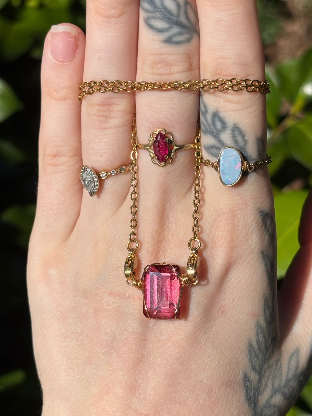 Pink topaz interchangeable necklace